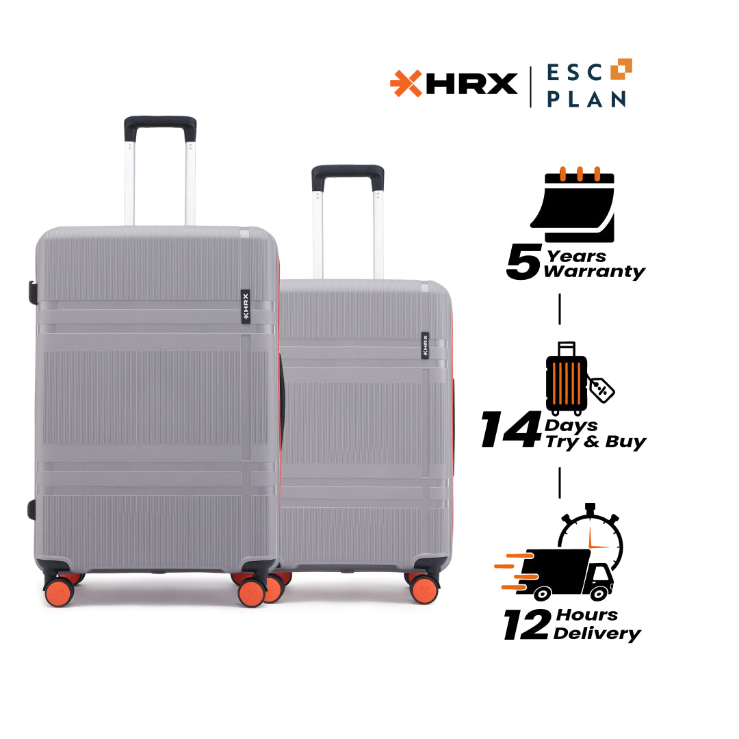 HRX by Hrithik Roshan Hard Body Set of 2 Luggage 8 Wheels - Helium