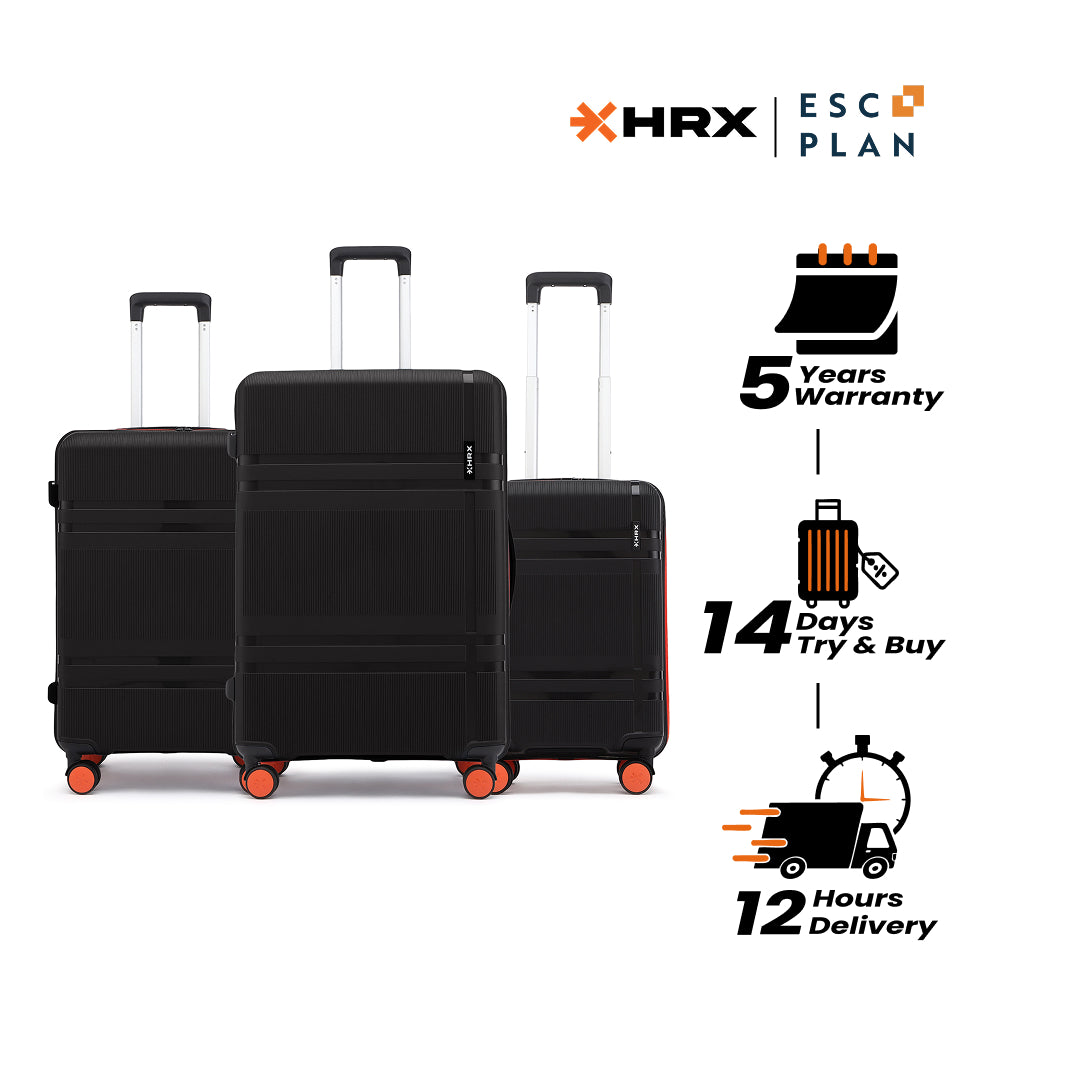 HRX by Hrithik Roshan Hard Body Set of 3 Luggage 8 Wheels - Helium
