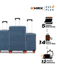 HRX by Hrithik Roshan Hard Body Set of 3 Luggage 8 Wheels - Helium