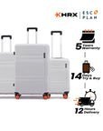 HRX by Hrithik Roshan Hard Body Set of 3 Luggage 8 Wheels - Helium
