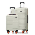 Two-piece hard-shell 8-wheel spinner luggage set, light shells with black handle frames