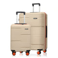 HRX Zanzibar beige hard-shell trolley set of 2 with telescopic handle and orange wheels