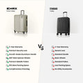 Small cabin polycarbonate suitcase with 8 wheels, shown in two colors