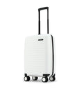 HRX small cabin suitcase white side view with telescopic handle and spinner wheels