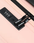 HRX small cabin suitcase peach zipper with black release panel and number dial