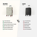 Light gray and black HRX Zanzibar trolley suitcases comparison on white background