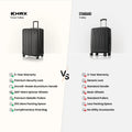 Charcoal check-in suitcase with telescopic handle and multiple spinner wheels.