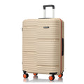 Beige HRX Zanzibar medium check-in suitcase with top handle and ribbed shell