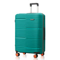 Teal HRX medium suitcase front view with handle and orange wheels
