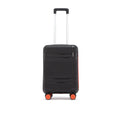 Small cabin suitcase, black hard shell with red side accent, telescopic handle, 8 wheels
