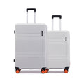 Hard-shell luggage set of two suitcases in white with extended trolley handles