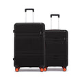 Black hard-shell luggage set with two suitcases and telescopic handles