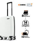 Hard-shell carry-on suitcase, white with telescopic handle and spinner wheels