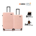 2-piece hard shell luggage set, peach with telescopic handles and 8 wheels