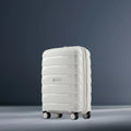 Polypropylene cabin trolley, light grey with four spinner wheels and ridged shell