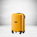 Yellow cabin trolley with hard shell, telescopic handle, and 4 wheels