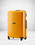 Yellow polypropylene check-in trolley with 4 wheels and side handle, ridged shell