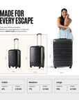 Polypropylene trolley suitcase set of 2, dark gray, 4 wheels, telescopic handle