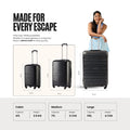 Polypropylene trolley suitcase set of 2, dark gray, 4 wheels, telescopic handle