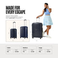 Polypropylene trolley suitcase set of 2, dark gray, 4 wheels, telescopic handle
