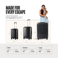 Black 4-wheel trolley set of 3 polypropylene suitcases: cabin, medium, large