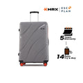 Large check-in suitcase, grey hard shell with telescopic handle and wheels