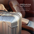 Polycarbonate suitcase with scratch-resistant shell and embossed corner details