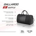 Black carbon-fiber duffle bag with top handles and zippered end pocket