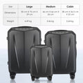 Hard-shell polycarbonate trolley luggage set in large, medium, and cabin sizes, dark grey