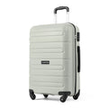 Medium check-in trolley suitcase, light grey with 4 spinner wheels and top carry handle