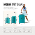 Polypropylene trolley set of 2 in teal, four wheels, telescopic handle