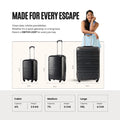 4-wheel trolley luggage set of 3 dark suitcases: cabin, medium, and large