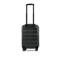 Dark hardside cabin suitcase with telescopic handle and four spinner wheels