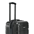 Small cabin suitcase front view with textured dark shell and telescopic handle