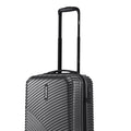 Black small cabin suitcase with diagonal ridged pattern, telescopic handle and wheels