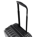 Black small cabin suitcase corner details with telescopic handle and ridged shell