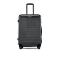 Medium check-in suitcase with 8 wheels, charcoal hard shell and upright black handle
