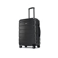 Medium check-in suitcase three-quarter view with telescopic handle and dark hard shell