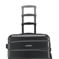 Medium check-in suitcase with telescopic handle, silver hard shell and front logo plate