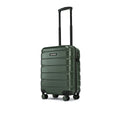 Green small cabin suitcase side view with telescopic handle and 8-wheel base, HRX