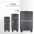 Hard-shell luggage set with large and smaller upright cases on spinner wheels