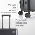 Hard-shell trolley luggage with telescopic handle and smooth rim spinner wheels