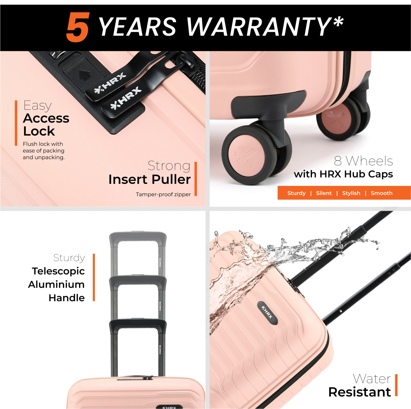 HRX by Hrithik Roshan Hard Body Set of 2 Luggage 8 Wheels - Kyoto