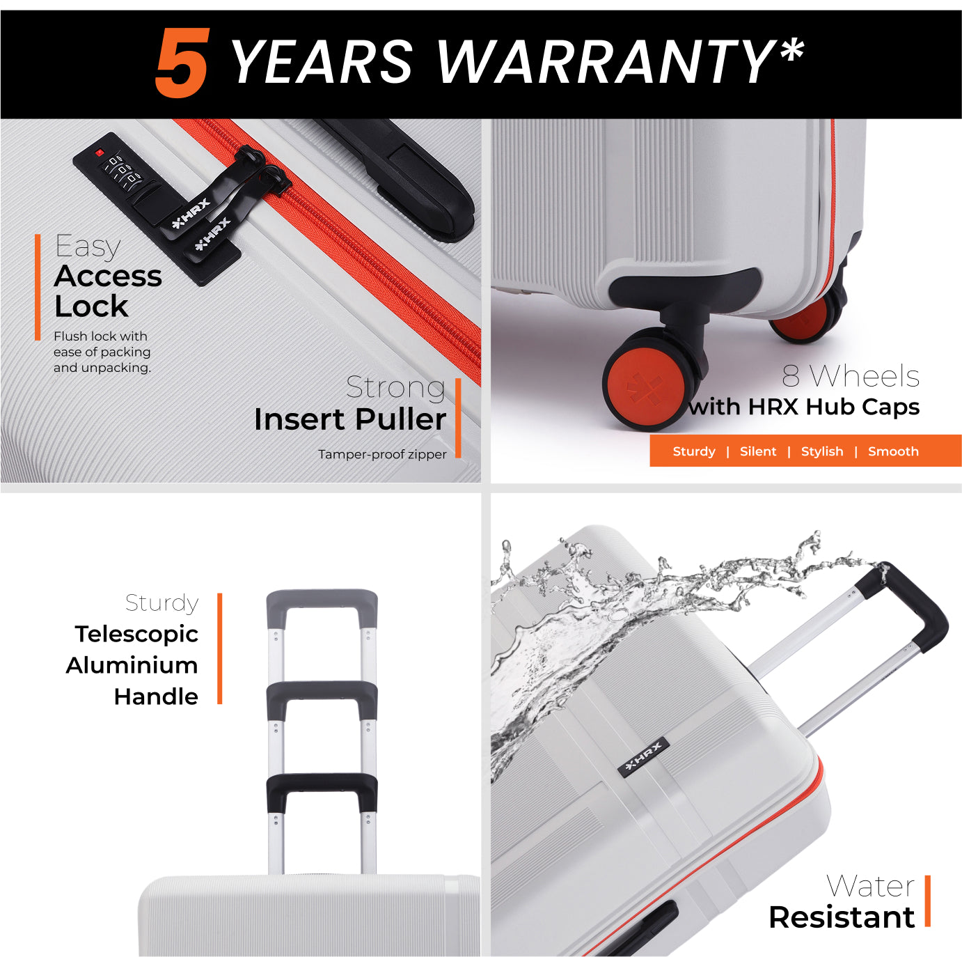 HRX by Hrithik Roshan Small Cabin Suitcase (56 cm) 8 Wheels - Helium