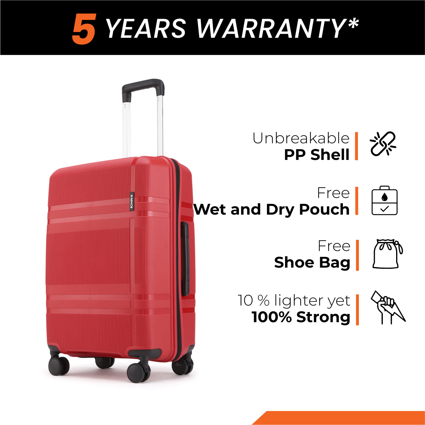 HRX by Hrithik Roshan Small Cabin Suitcase (56 cm) 8 Wheels - Helium