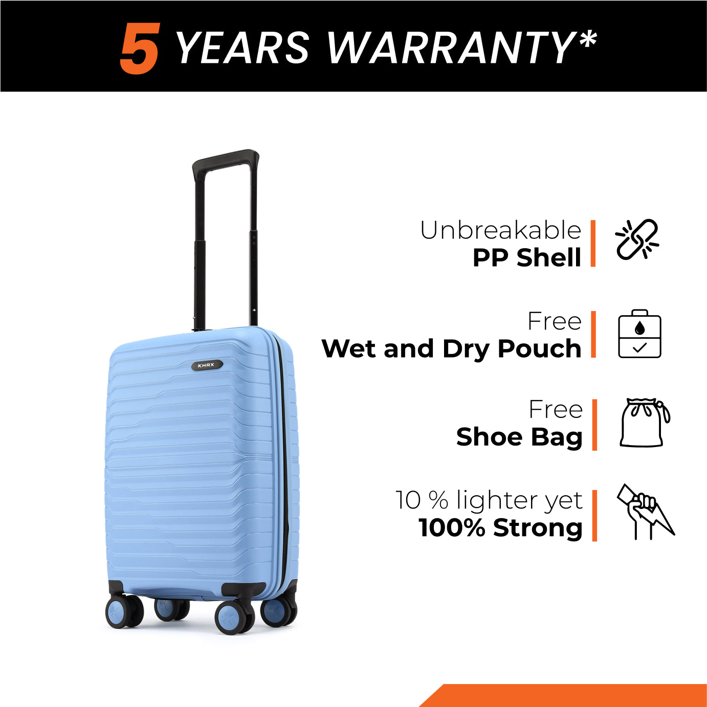 HRX by Hrithik Roshan Small Cabin Suitcase (56 cm) 8 Wheels - Kyoto