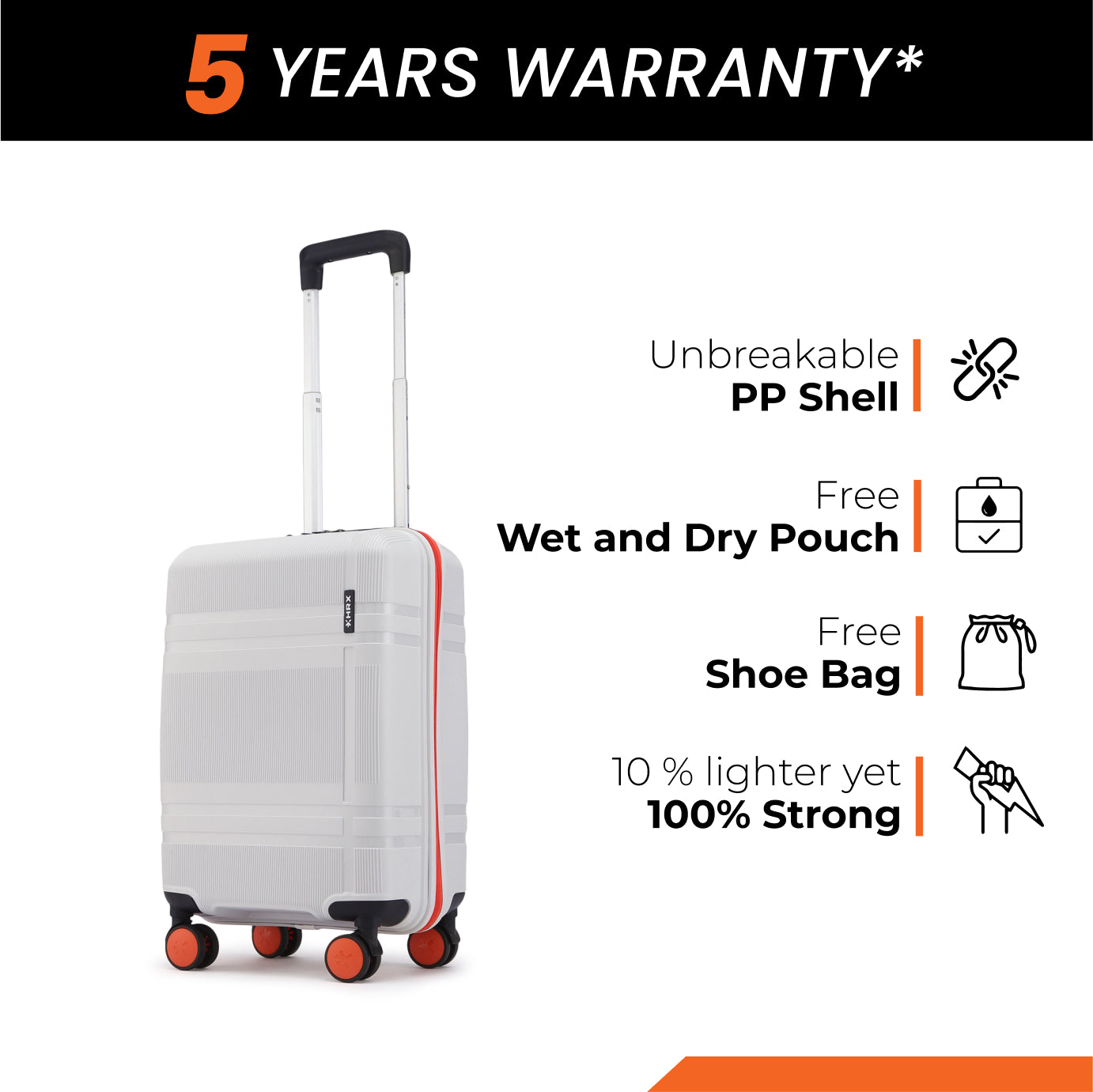 HRX by Hrithik Roshan Small Cabin Suitcase (56 cm) 8 Wheels - Helium