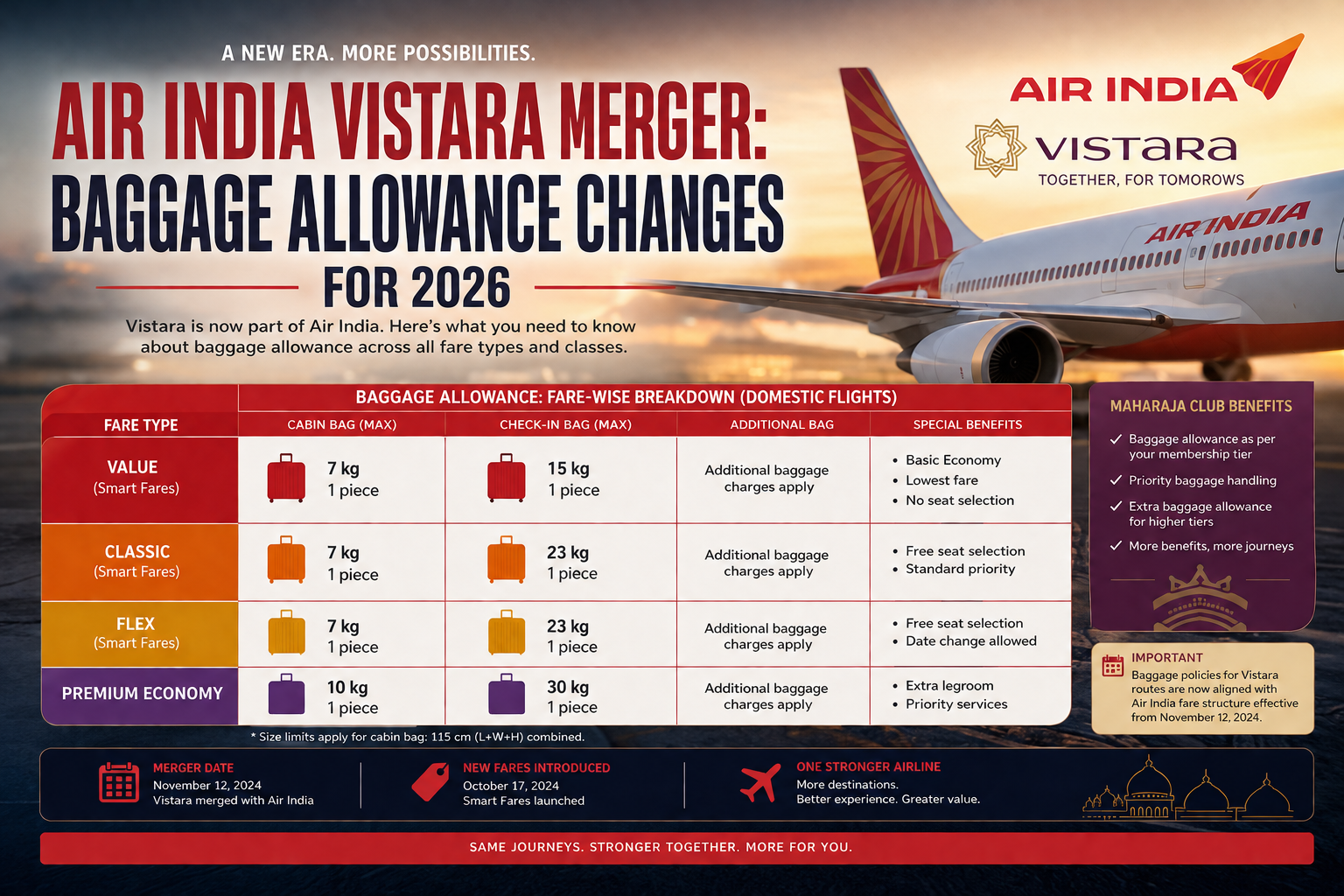 Air India Vistara Merger: Baggage Allowance Changes For 2026