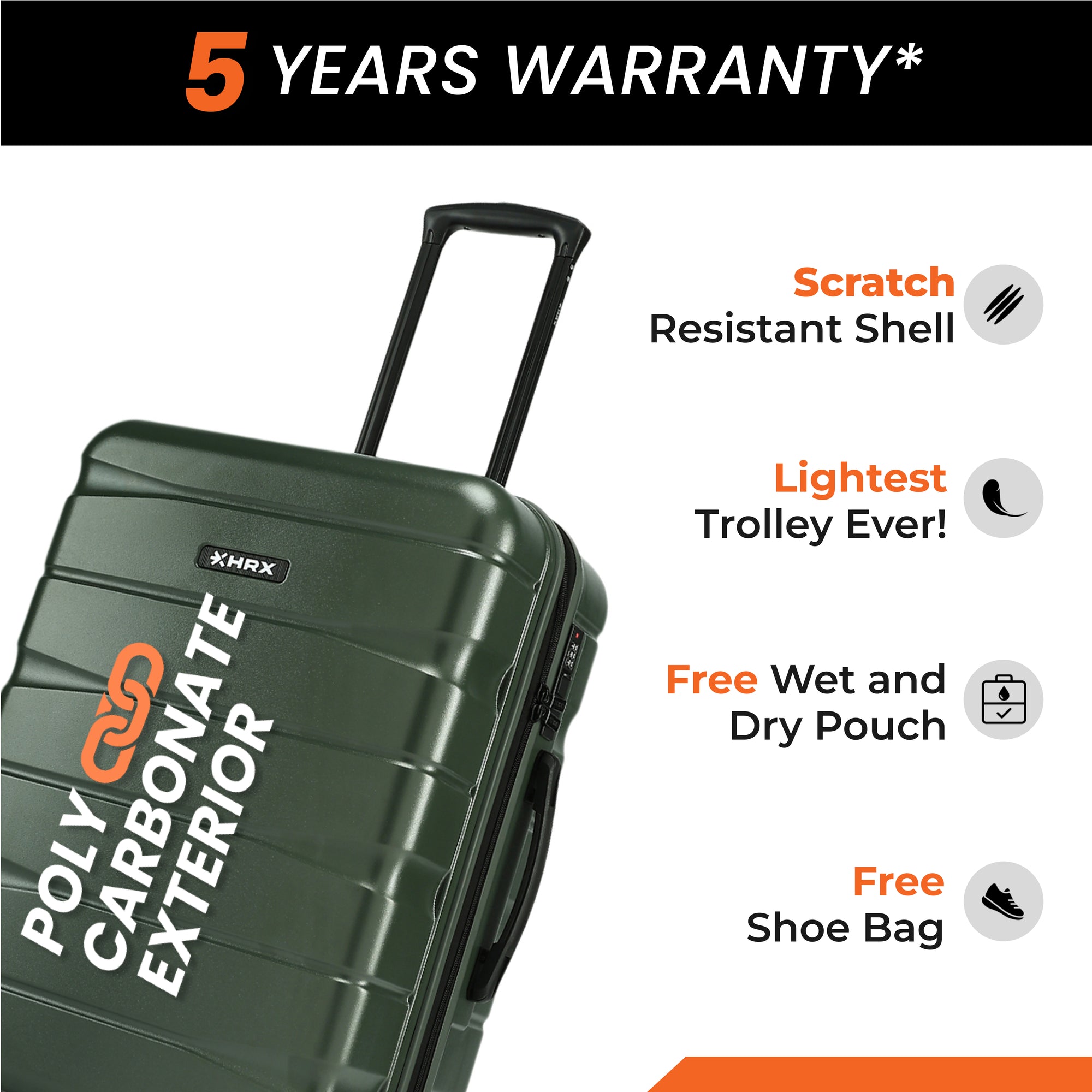 HRX by Hrithik Roshan Medium Check-in Suitcase (65 cm) 8 Wheels - Brute