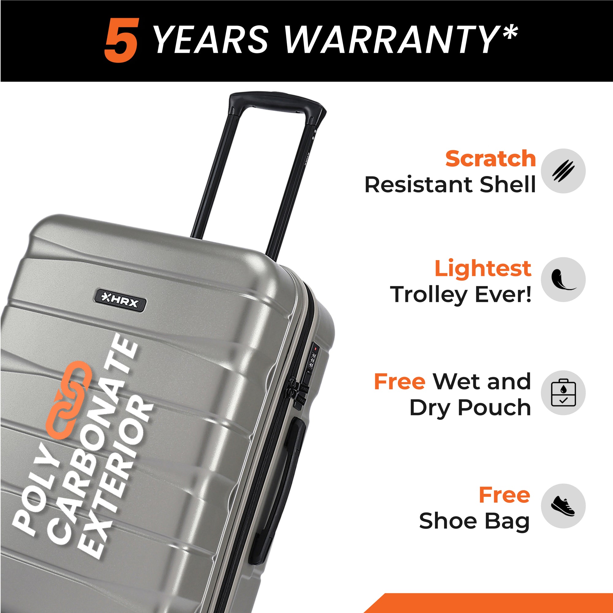 HRX by Hrithik Roshan Medium Check-in Suitcase (65 cm) 8 Wheels - Brute